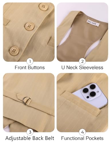 Image of GRACE KARIN Women's Suit Vest Top, Dressy Casual Sleeveless Button Waistcoat, Fromal Steampunk Blazer for Work Office