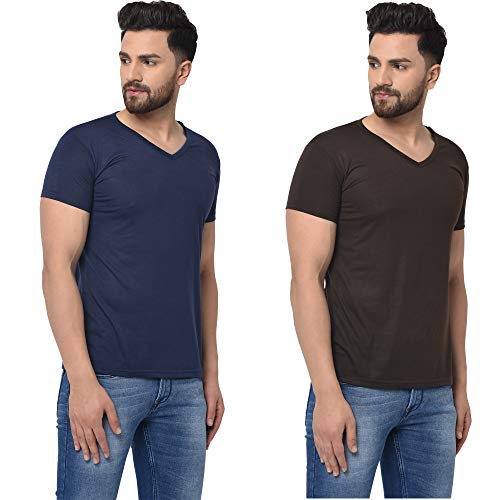 Image of JANGOBOY Men's V-Neck Cotton T-Shirt (Pack of 2)