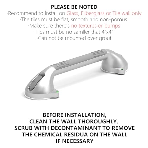 Ameriluck 1290013-S 16.5Inch Suction Bath Grab Bar With Indicators, Balance Assist Bathroom Shower Handle thumb #4