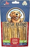 Fresh Farms Natural Collagen Sticks for Dogs 25 Pack - 6 Inches Long-Lasting Alternative to Bully Sticks, Rawhide-Free Collagen Chews w/Chondroitin & Glucosamine for Joint Support & Dental Health