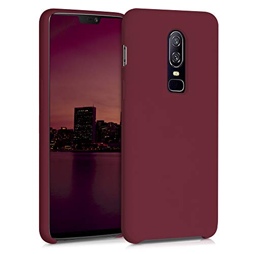 kwmobile Carcasa Compatible con OnePlus 6 Funda - Case TPU y Silicona antigolpes - Apto Carga inalámbrica - Rojo lacre