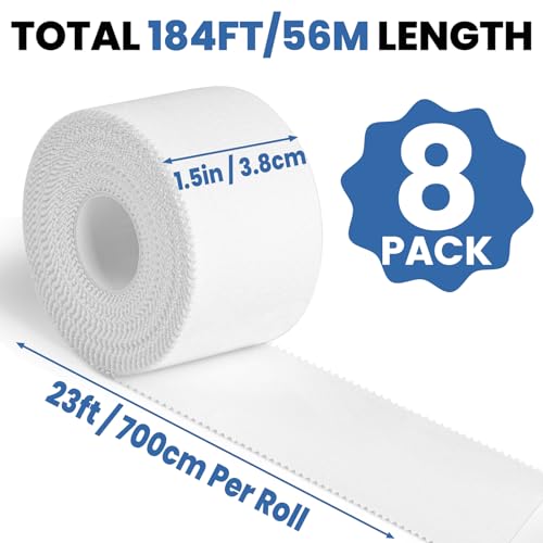 Image of NUITPY 8 Pack Athletic Tape, White Sports Tape, Easy Tear Wrist Tape, Strong Adhesion Tapes for Boxing, Gymnastics, Hockey, Soccer, Lacrosse and First Aid(1.5in x 184ft Total)