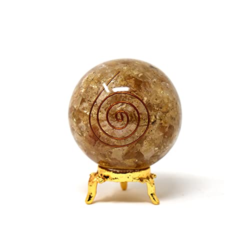 Sphère orgonite citrine 50-60 mm contre le stress ambiant et le manque d'énergie