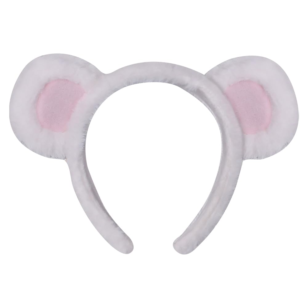 Hugede Girls White, Pink Fluffy Bear Ears Headband - Animal Ear Cosplay Decorative Headband - White Pink