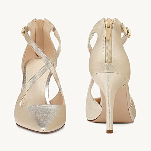 Image of Womens Pumps High Heels Pointed Toe Crossed Strap D'Orsay Zip up Stilettos Party Dress Shoes