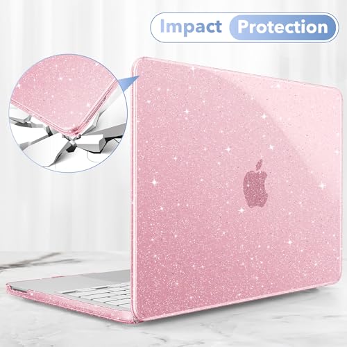 Image of May Chen Compatible with MacBook Neo 13 inch Model A3404 2026 Release, Slim & Lightweigh Frosted Finish Protective Case with Keyboard Cover&Screen Protector, Glitter Pink
