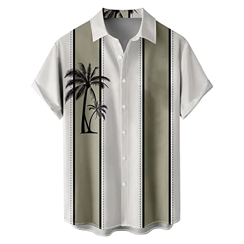 Generisch Camisa informal de manga corta para hombre con estampado de solapas y botones con botones estilo floral y arena para la playa, estilo hawaiano, de verano, manga corta, tiempo libre, camisa