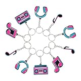 Construction en pvc : fabriqués à partir d'un matériau de porte-clés en pvc léger et robuste, les accessoires sur le thème de la musique sont résistants à l'usure et idéaux pour la décoration de à dos ou le transport quotidien, porte-clés de musique en vrac, porte-clés de charme pour écouteurs