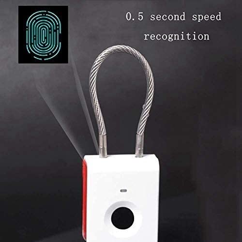 Candado con Huella Dactilar IP65, Resistente al Agua, Carga USB, 0,5 Segundos para desbloquear el teléfono móvil, Apto para Mochilas de Viaje.