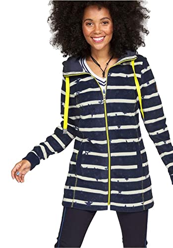 Preisvergleich Produktbild Bekleidung Kangaroos Damen Long Fleecejacke Streifen Fleece Jacke gestreift (36-38, Marine)
