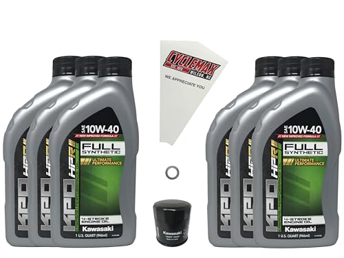 Cyclemax Full Synthetic 10W-40 Oil Change Kit compatible with 2009-2023 Kawasaki Vulcan 1700 Voyager