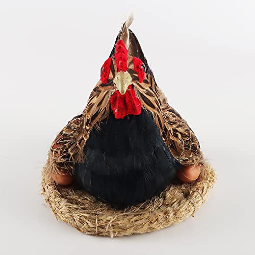 Bbiamsleep 6.7 Inches Realistic Chicken Garden Statue Real Feather Hatching Hen Statue Outdoor Decor For Garden Yard Patio Or Kitchen D¨¦Cor thumb #2