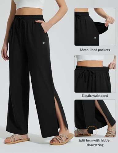 baleaf Women's Wide Leg Swim Pants UPF50+ Long Beach Pants High Waisted Lightweight Quick Dry Flowy Swim Capris with Pockets3