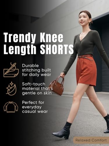 Image of GRECIILOOKS Women's Western Shorts - Trendy Knee Length Casual Bottoms | Relaxed Fit Summer Shorts for Girls & Women (Available in Plus Size)