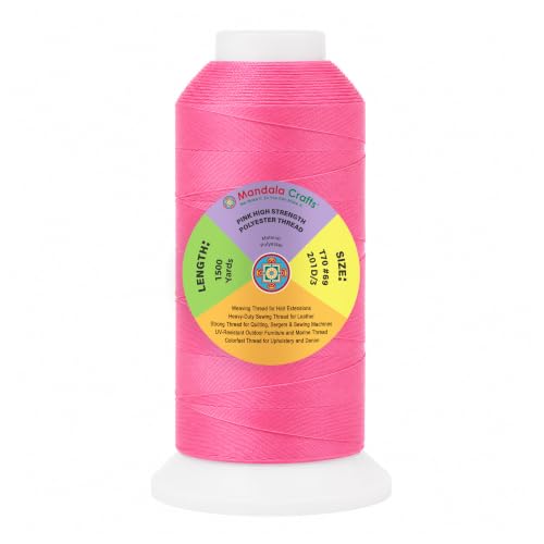 Mandala Crafts Pink Tex 70 Polyester Heavy Duty Thread for Upholstery