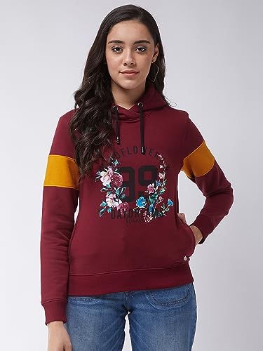Image of Modeve Women Printed Hooded Sweatshirt for Winter