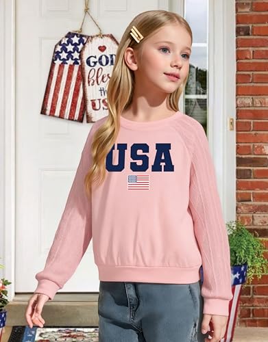 Image of CAZYCHILD Girls 4th of July Shirt Boys USA Tshirt Kids American Flag Sweatshirt Patriotic Pullover Tee Tops
