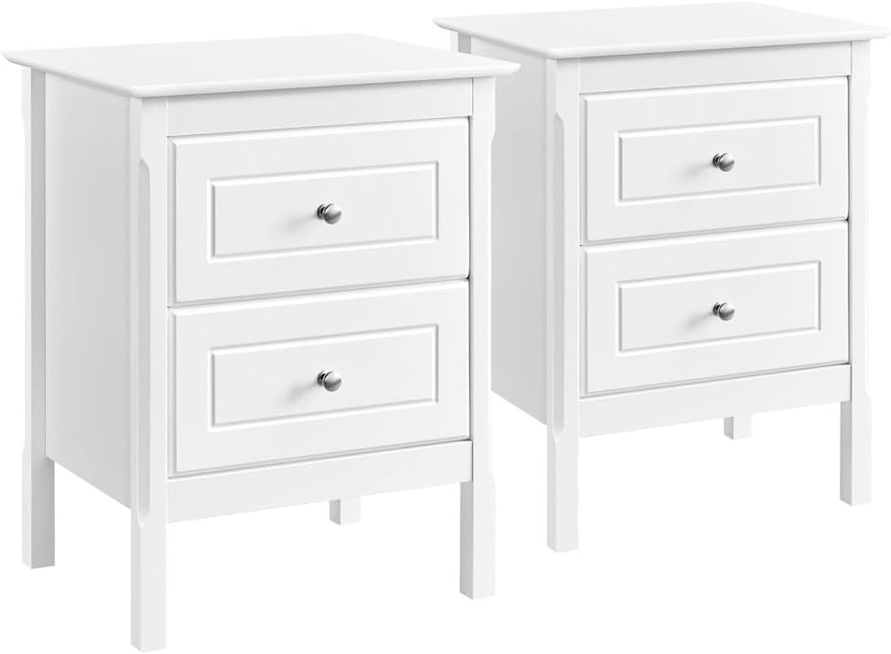 Yaheetech 2er Set Nachttische Nachtschrank Kommode, mit 2 Schubladen, Beistelltisch, Sofatisch, 61 cm hoch, schwarz
