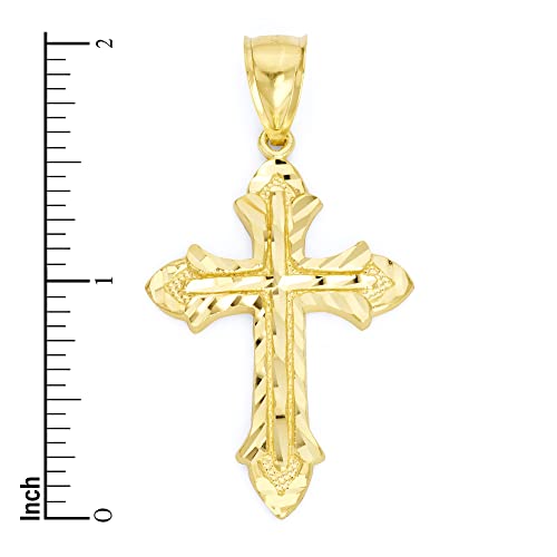 10k Real Solid Gold Cross Pendant for Necklace, Men's Religious Byzantine Crucifix Jewelry, Christian Gifts for Him4