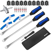 14.5"Tire Spoons Motorcycle Dirt Bike Tire Changing Tools Iron Set ,Tire Spoon Levers Tire Changer Kit for ATV Lawn Mower with Tire Spoons, Rim Protector, Valve Tool ,Valve Cap and Valve Cores