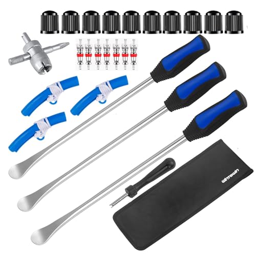 14.5"Tire Spoons Motorcycle Dirt Bike Tire Changing Tools Iron Set ,Tire Spoon Levers Tire Changer Kit for ATV Lawn Mower with Tire Spoons, Rim Protector, Valve Tool ,Valve Cap and Valve Cores