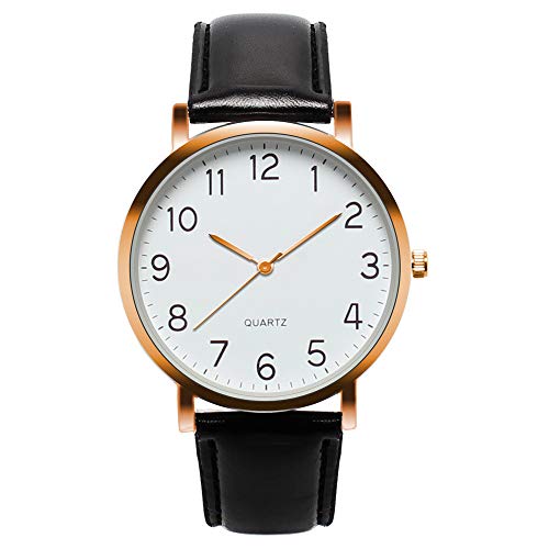 hahuha Womens Rose Watch Unisex Simple Business Fashion Leather Quartz Wrist Watch Atomic Watch