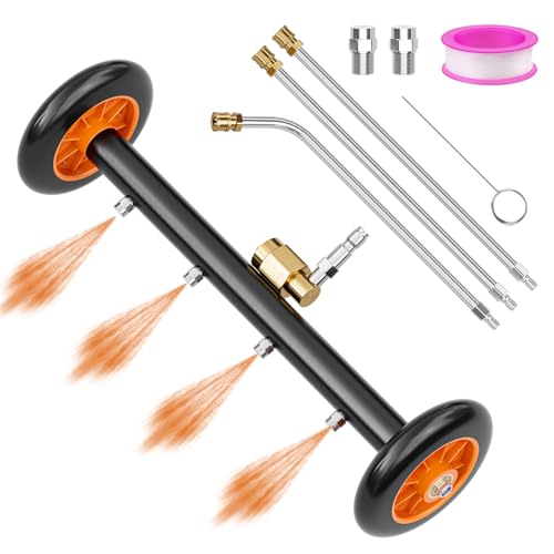 SPECILITE 16 Inch Undercarriage Pressure Washer Attachment for Cold & Hot Water Max 212℉, Power Washer Water Broom with 3 Extension Wands, Dual-Function Under Car Cleaner with 4 Nozzles, 4000 PSI