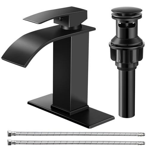 Waterfall Bathroom Faucet Matte Black Bathroom Faucet Modern Single Handle