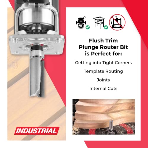 Image of Amana Tool - 45461 Carbide Tipped Flush Trim Plunge Template 1 /2 Dia x 1-1 /4 x 1 /4 inch Sh
