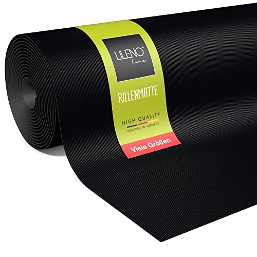 LILENO HOME Rillen Gummimatte Meterware 50x100 cm - Gummiläufer Rillenmatte (3mm) als Werkstattboden, Antirutschmatte, Werkbank Auflage u. Bodenmatte - Gummi Matte für Keller, Anhänger, Garage