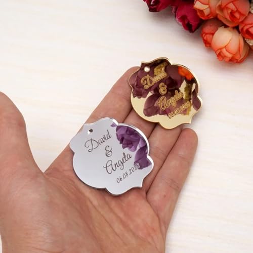 Décoration de cadeaux d'invités de fiançailles et mariage, lot miroir or - 2