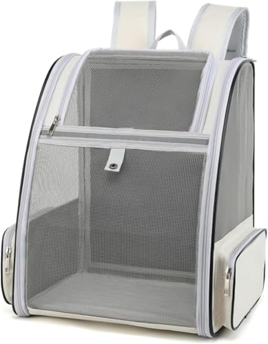 SKY-TOUCH Cat Carrier Backpack Cats Dogs Rabbits Carrier for Small Pets and Puppies Perfect for Outdoor Adventures and Vet Visits Ultimate Comfort On-the-Go Grey - 34x27x41cm