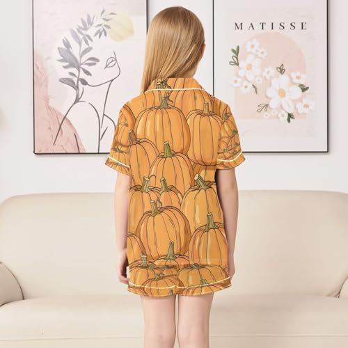 senya Pajama Sets Silky Button Down Nightwear Sleepwear Size 5-14 Years Many Pumpkins4