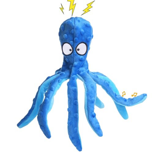 Juguete de pulpo de peluche para perro con chirriador