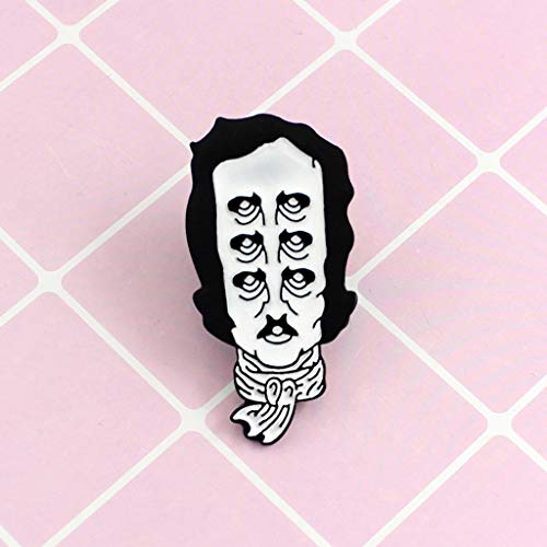 Aerveal Brooch Pin,Edgar Allan Poe Enamel Lapel Pin Multiple Eyes Old Man Head Scarf Brooch Jewelry #TOP2