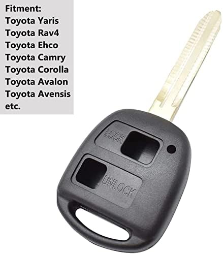 Kelay 2 button Key Fob Cover Replacement for Toyota Avensis Corolla Camry Echo Yaris Prado RAV4 Tarago Remote Car Key Case Shell Repair Kit With Rubber Pad (with blade)