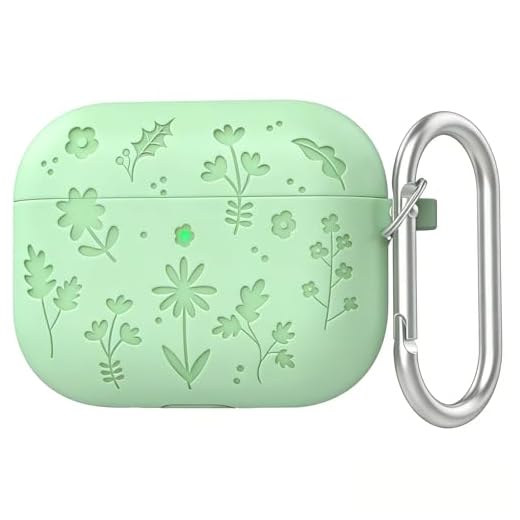 for AirPods Pro 3 Case, Cute Silicone Case with Flower Sculpture Keychain, Compatible with Apple AirPods Pro 3rd Generation 2025 Women‘s and Girls‘ Case, Green