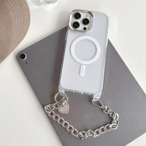 Coque transparente pour iPhone 13 avec dragonne en perles pour vos sorties quotidiennes