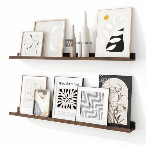 Image of Wooden Wall Mounting Shelves for Decorative Wall Shelf for Books, Decor, and Display - Elegant Space-Saving Design (Walnut Finish, 34 INCH)