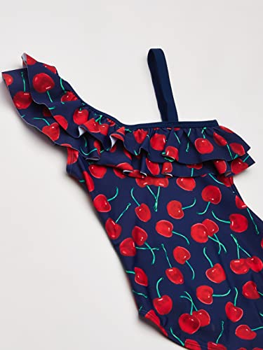 Kanu Surf Girls' Morgan Floral Ruffle 1-Shoulder 1-Piece Swimsuit, Addie Navy, 144