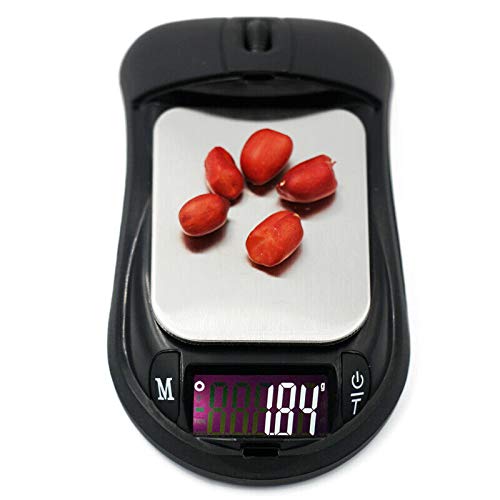 SUPERTOOL Mini balanza digital de ratón, báscula de bolsillo de equilibrio de 0.01 g-500 g, mini báscula de bolsillo portátil para pesar joyas de hierbas doradas