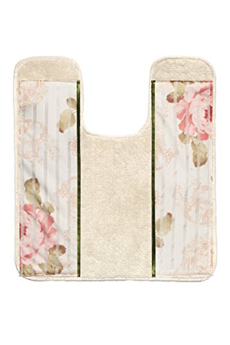 Popular Bath Contour Bath Rug, Madeline Collection, 23" x 10.5", Beige/Pink