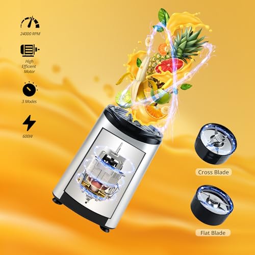 Image of iBELL 600W Nutri Blender - 24,000 RPM High-Speed Mixer Grinder & Juicer with 3 Multipurpose Jars, 3 Smart Modes & Stainless Steel Blades (Silver)