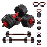 SUREPEFY 30kg Adjustable Dumbbells Set — 6-in-1 Dumbbell/Barbell/Kettlebell with Push-Up Bar, Free Weights for Home Gym Fitness Workout, Men & Women