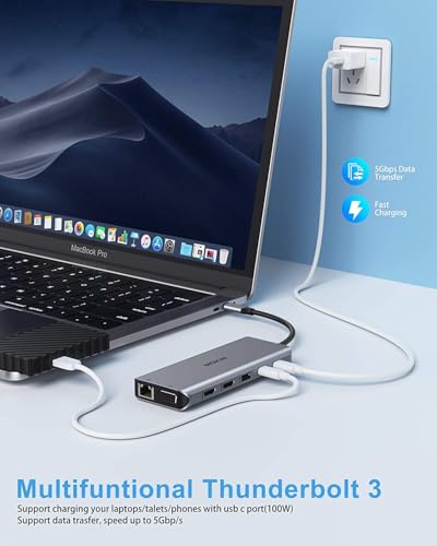 Hub portátil de doble pantalla para organizar el escritorio en oficinas en casa 7