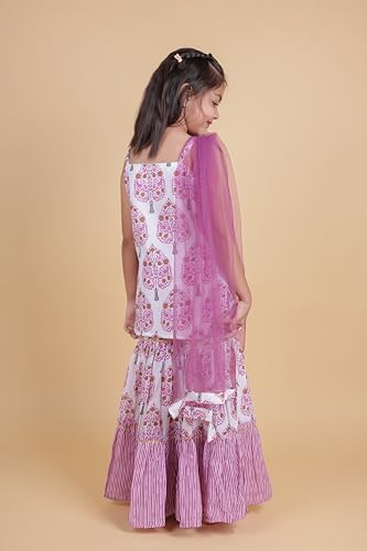 Image of TAGAS Girls Girls V Neck Kurti With Plazo Set | Traditional Girls Ethnic Wear|Ethnic Wear for girls|