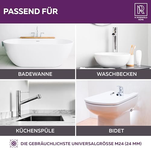 M. ROSENFELD HOME Strahlregler Wasserhahn Aufsatz Küche & Bad M24 Wassersparen 5 l/min - High Tech Anti Kalk Wasserhahn Sieb mit Kugelförmige Filter - Luftsprudler aus Messing - In Italien hergestellt