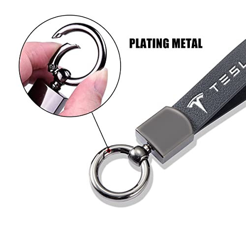 Baxxy Leather Keychain Car Logo Key Chain For Tesla Accessories (Black, Fittesla) #TOP2