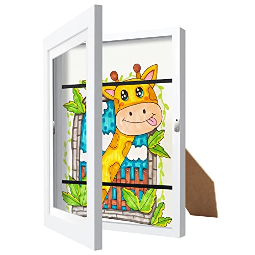 Funchi Kids Art Frame, White, Changeable Front Opening Display Storage Kids Artwork Frames For Wall And Tabletop With 4 Display Types, Holds 50 Pcs, For 3D Picture, Crafts, Children Drawing, Portfolio #TOP12