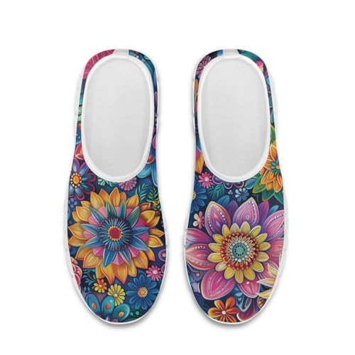 Image of Floral Sneakers for Women Colorful Art Shoes for Women Slip On Casual Work Shoes